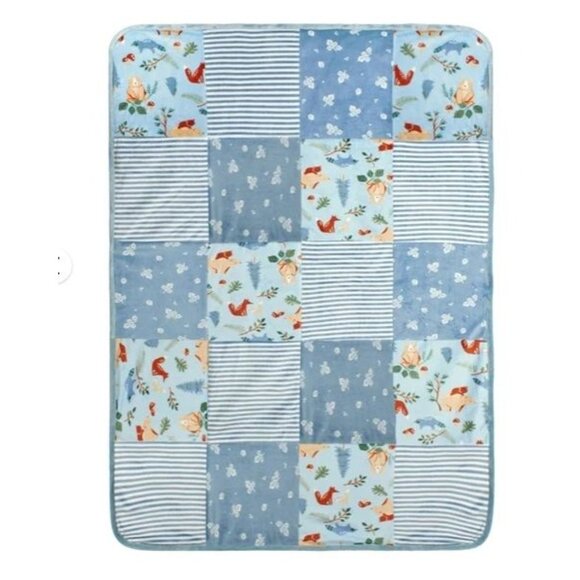 Modern Moments by Gerber Baby & Toddler Boy Patchwork Blanket Sherpa, Blue Bears - Picture 2 of 6